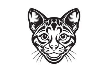 Ocelot Head silhouette vector illustration, Ocelot Head silhouette Vector
