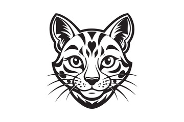 Ocelot Head silhouette vector illustration, Ocelot Head silhouette Vector