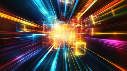 Obraz premium Abstract Digital Tunnel with Glowing Lights