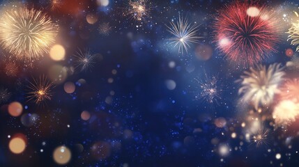 Fototapeta premium Fireworks Display in the Night Sky