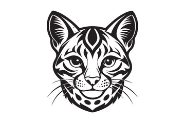 Ocelot Head silhouette vector illustration, Ocelot Head silhouette Vector