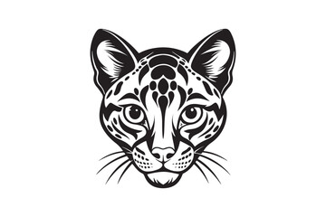 Ocelot Head silhouette vector illustration, Ocelot Head silhouette Vector
