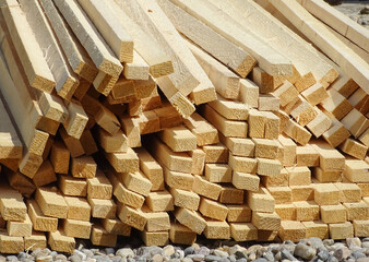 Pieces of wooden lath used in the roof of the house