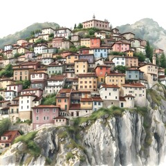 Panoramic view architecture and picturesque coastal landscape