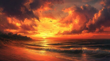 Fototapeta premium breathtaking panorama of a vibrant sunset sky