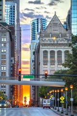 Obraz premium Chicago street rush sunset view