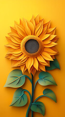 Obraz premium Sunflower logo 3d vector papercut