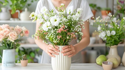 Joyful Artistry: A Florist Designing Festive Floral Arrangements for Celebrations