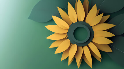 Sunflower logo 3d vector papercut