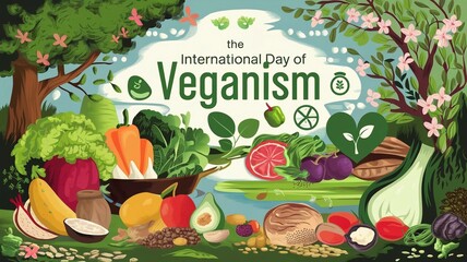 International Day of Veganism, created with the help of Generative AI technology.