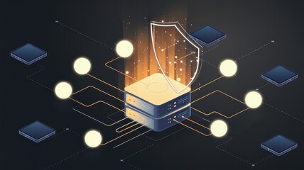 Naklejka premium Secure Digital Blockchain Technology Protects Financial Transactions and Data on a Decentralized Network Cryptocurrency