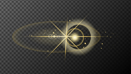 The shining gold dust, confetti with reflections.Festive background with gold glitter and confetti for celebration.Shining gold dust texture on a transparent background. Abstract gold particles