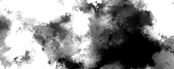 Abstract freeze motion of black dust explosion on white background. Abstract design with white paper texture background . Black and white ink effect water color illustration. Gray aquarelle painted	

