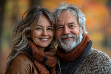 Fototapeta premium Happy senior couple hugging and smiling