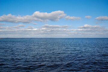 Fototapeta premium Odessa Bay of the Black Sea. Otrada Beach, on the Black Sea coast.The coastline is visible in the distance - the settlement of Kotovsky is located there.