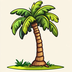 Cartoony Minimalist Coconut Tree Icon Phone Wallpaper
