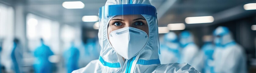 Healthcare worker in protective equipment.