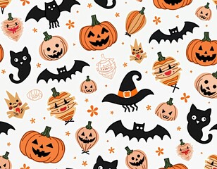 Naklejka premium Halloween seamless pattern