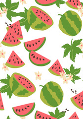 Abstract vertical fruit poster, vector flat illustration. Summer or autumn bright pattern with tropical fruit, harvest cover design. Can used for labels, market ad, posters, covers for print.