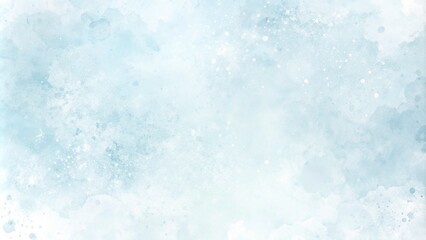 Abstract blue winter watercolor background. Sky pattern with snow. Light blue water color paper texture background. Blue watercolor vector background. Abstract hand paint square stain backdrop.