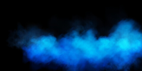 Fog or smoke, blue smog clouds on floor, isolated transparent special effect. Vector illustration, morning fog over land or water surface, magic haze.	