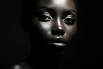 Portrait of an African woman with expressive facial features reflecting a rich culture and identity