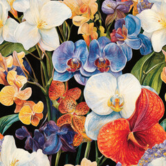 Close-Up of a Watercolor Floral Pattern
