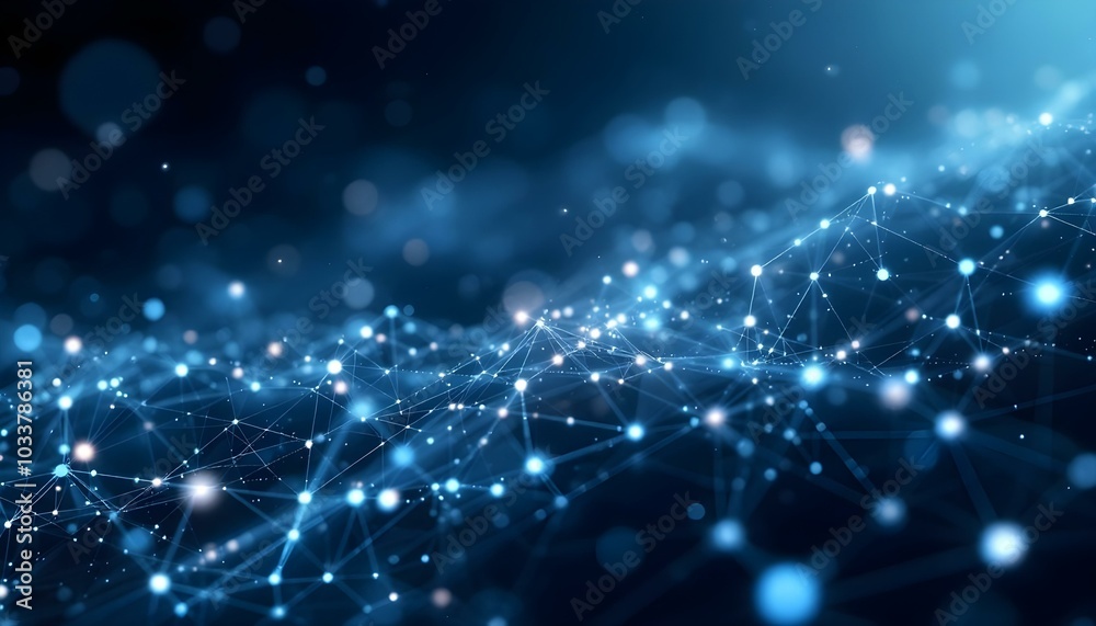 Poster abstract background with connecting dots and lines. distribution of triangular shapes in space. big 