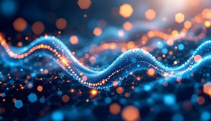 Abstract biology and pharmaceutical technology background. Health care and medical background with hexagon shapes. Flowing wave lines and hexagons.