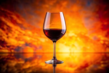 Stunning Drone Photography of Red Wine in Glass Against Vibrant Orange Background for Wine Lovers and Aesthetic Enthusiasts
