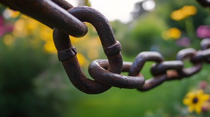 Close-up of an iron chain, symbolizing the strength and resilient idea behind it, representing resilience in home life