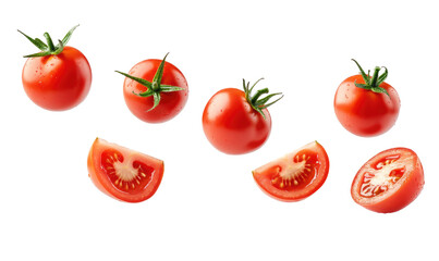 tomato and slice on transparent background
