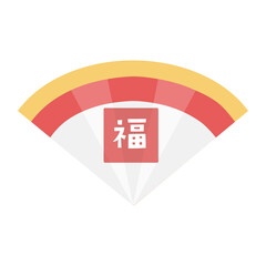 福という字が書かれている扇子のイラスト