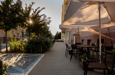 Street Cafe On An Old Polish Alley At Sunset Offers A Unique, Charming Atmosphere