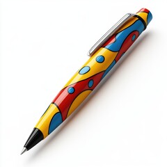 Colorful Artistic Ballpoint Pen with Pop Art Design and Sleek Metal Accents