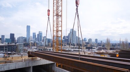 Construction Scene with City Skyline in Background