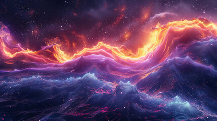 A dynamic blend of swirling neon colors merging into a cosmic pattern 