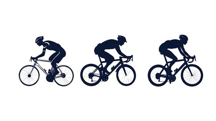 Fototapeta premium Sport. Athlete cyclists in silhouettes on white background. Isolated on white. 