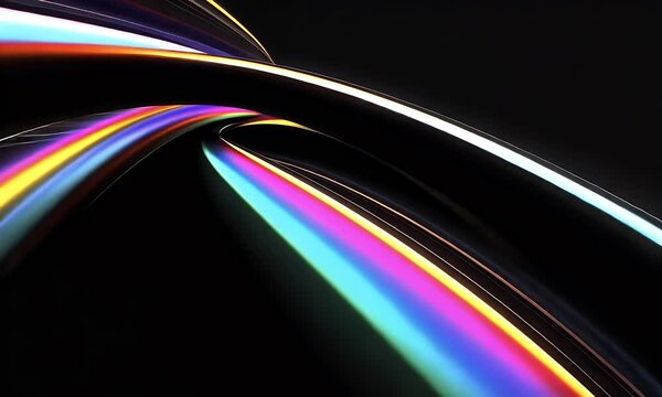 3D abstract Dynamic Glowing gradient shape Background dark silver black background, 