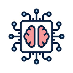 A processor chip brain, concept of brain processor vector icon