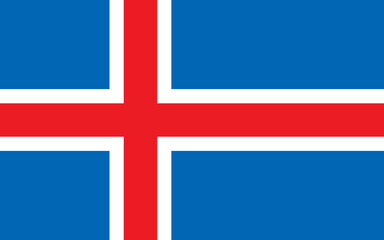 Fototapeta premium Iceland flag, official colors and proportion correctly. National Iceland flag. Flat vector illustration.