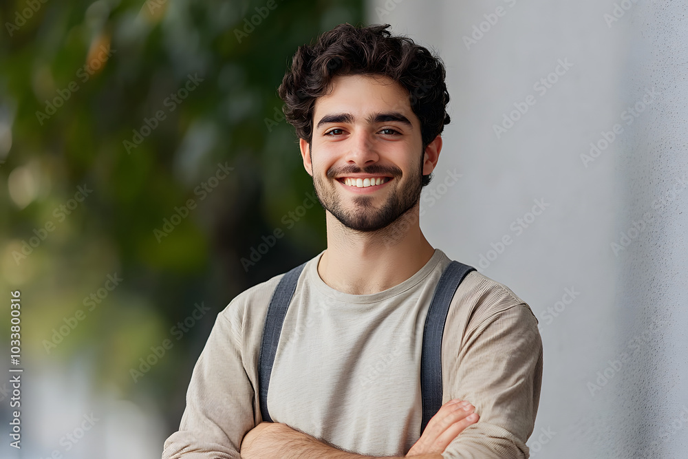 Canvas Prints Portrait of a happy young casual man standing