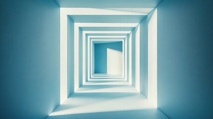 Abstract Blue Corridor with Light