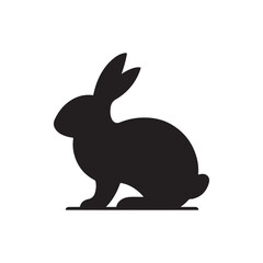 Rabbit Silhouette Shadow Illustration on White Background.