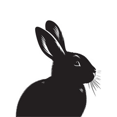Rabbit Silhouette Shadow Illustration on White Background.