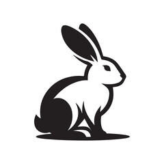 Rabbit Silhouette Shadow Illustration on White Background.