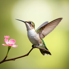 Fototapeta premium Empress brilliant sitting on branch, hummingbird from tropical forest,Colombia,bird perching,tiny beautiful bird resting on flower in garden,clear background,nature scene,wildlife, exotic adventure