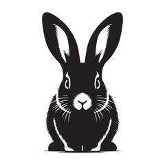 Silhouette of a Rabbit in Shadow. White Background Illustration.