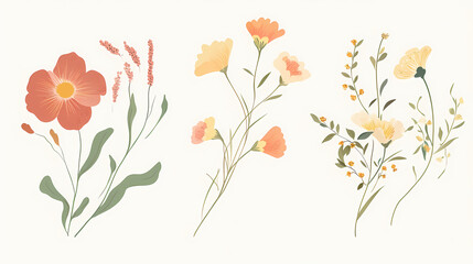 Set Flowers decorative vector image