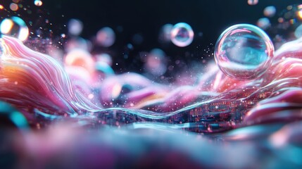 A surreal, vibrant abstract composition featuring pink and blue liquid patterns flowing seamlessly, symbolizing artistic expression and fluid creativity in digital form.